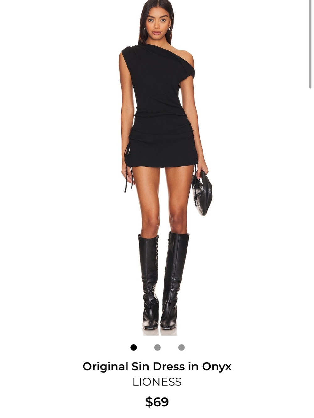 Lioness One-Shoulder Mini Dress in Onyx Black